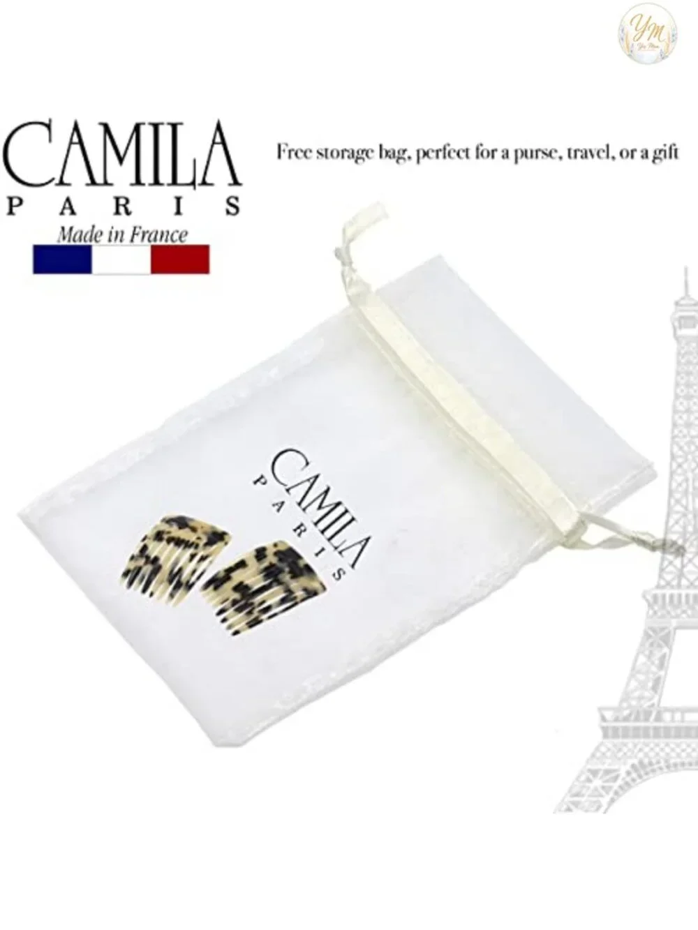 Handmade French Hair Side Comb Set Strong Hold Cellulose Acetate Up-Do Styling